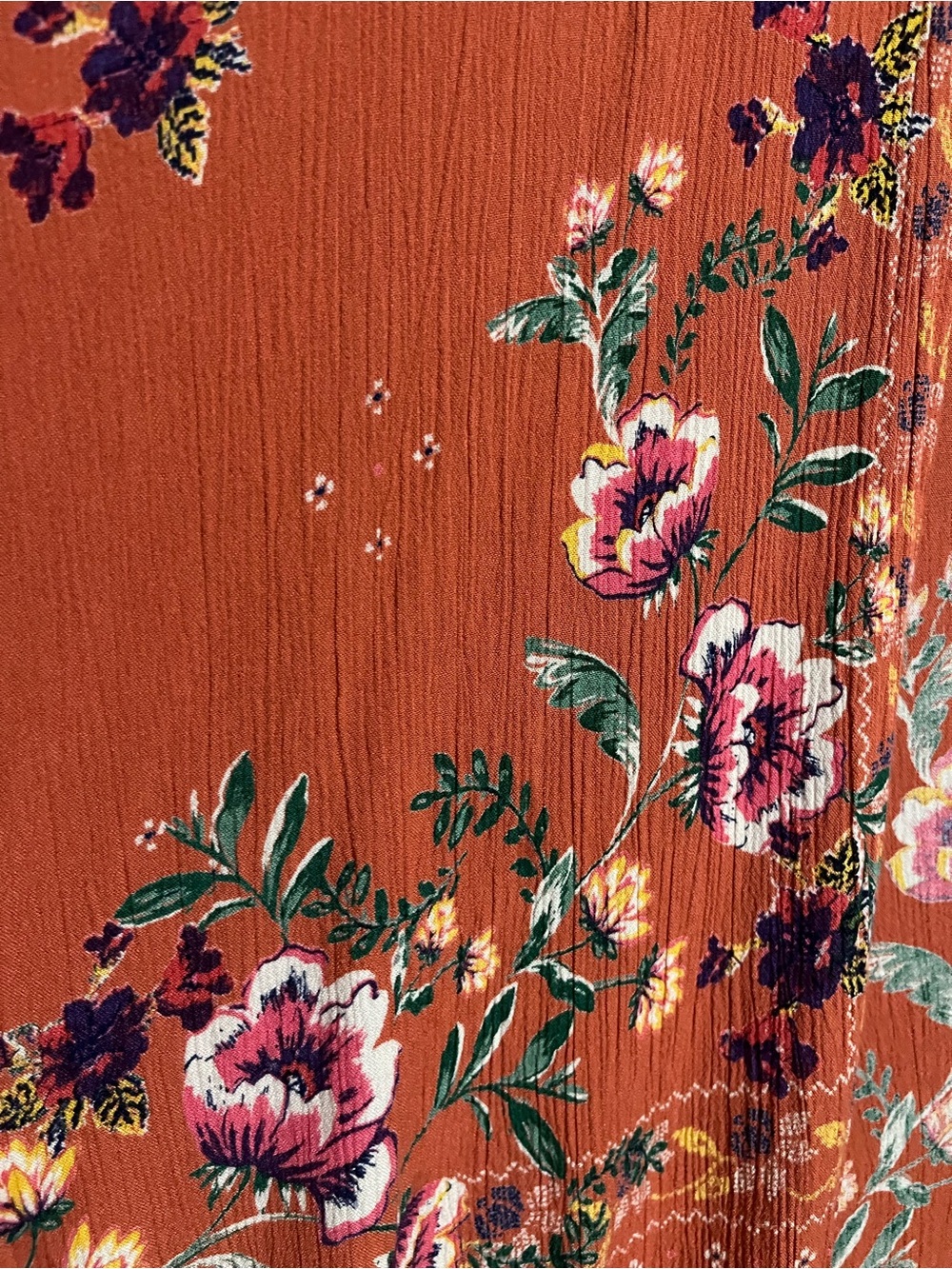 Angie Boho Rust Floral Rayon Kimono Size Small - Picture 5 of 9